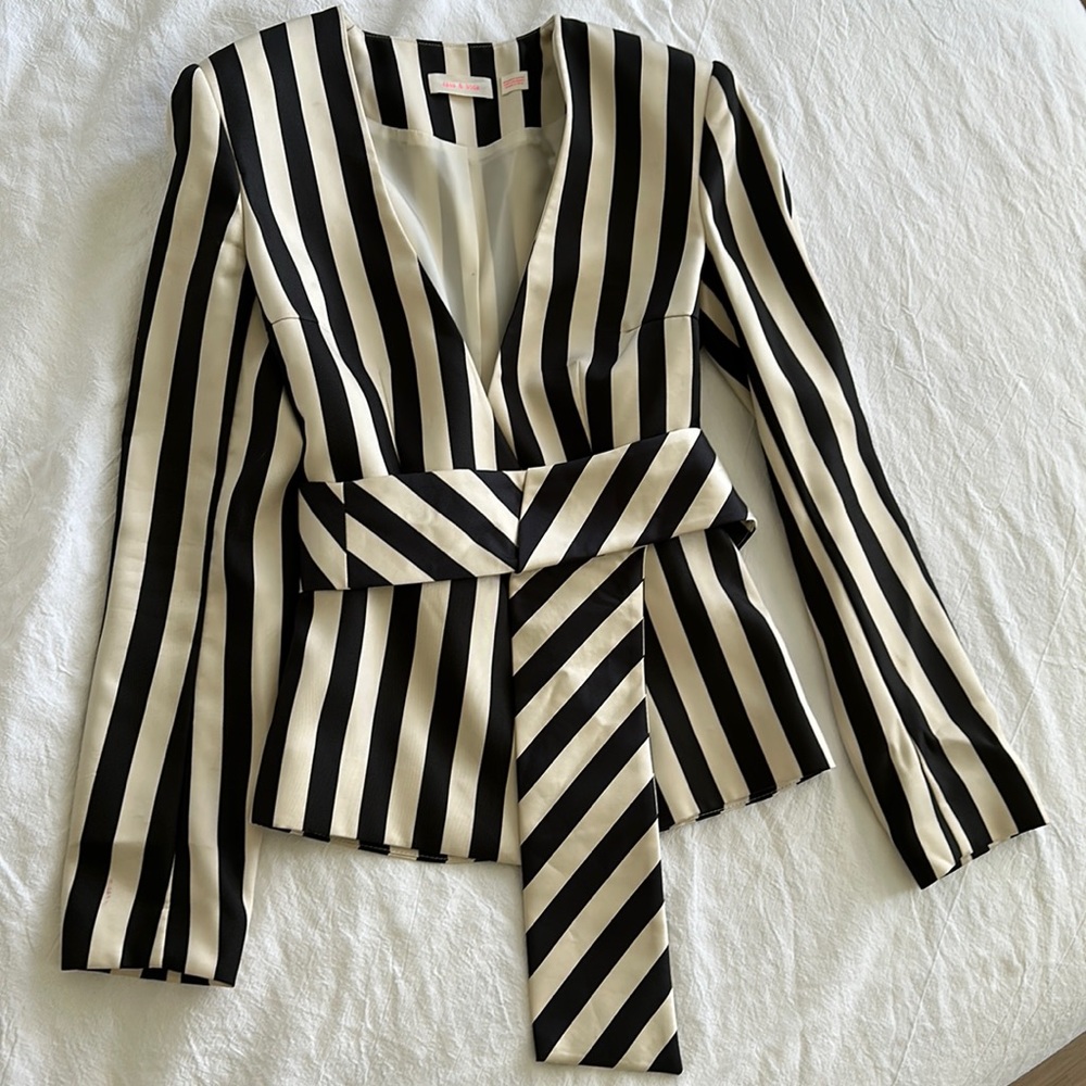 sass & bide ‘The Undertones’ Stripe Jacket Blazer Size 8 AU/UK VGC Cream Black - Picture 1 of 5